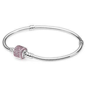 pandora bracelet with pink pave clasp (worn 2x)